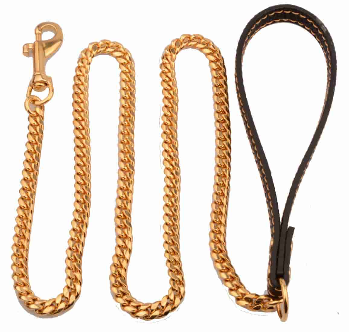 Cuban Chain Pet Dog Leash Outdoor Training Chain - Yellow Gold - 10mm