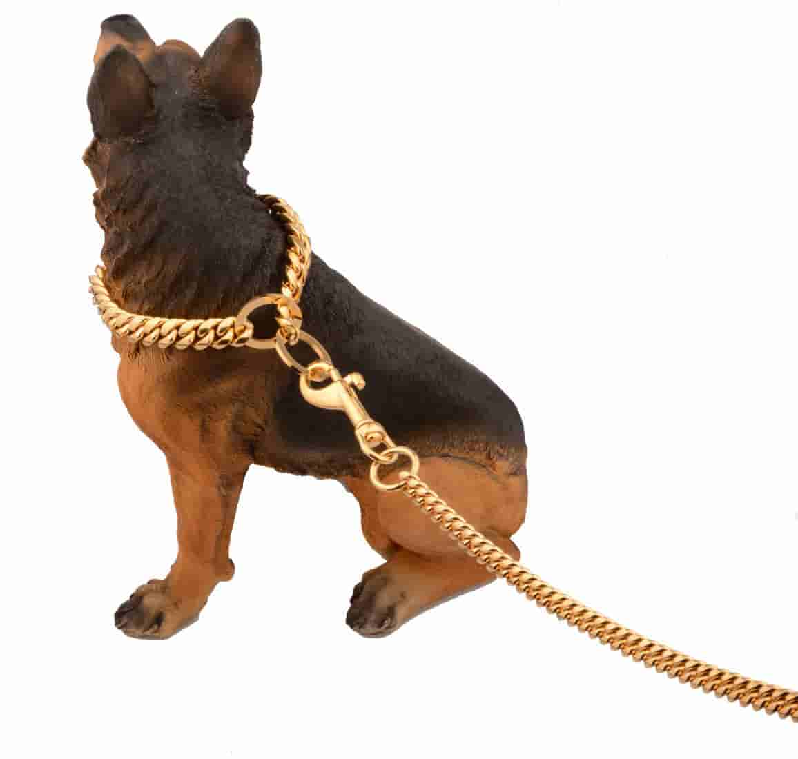 Cuban Chain Pet Dog Leash Outdoor Training Chain - Yellow Gold - 10mm