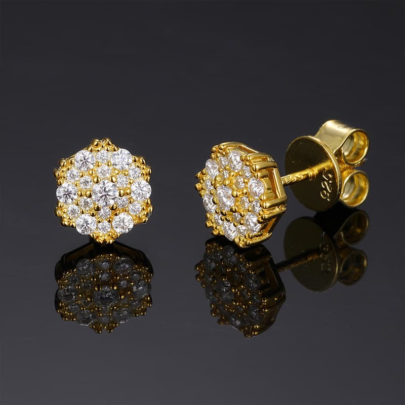 Artisan-Crafted S925 Silver Geometric Moissanite Stud Earrings