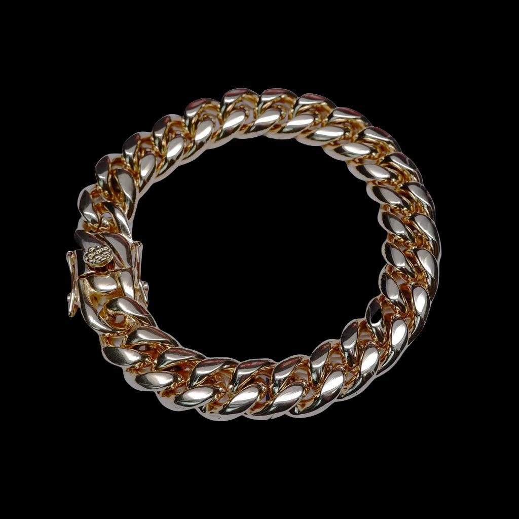 12mm 18K Gold-Plated Classic Miami Cuban Link Bracelet