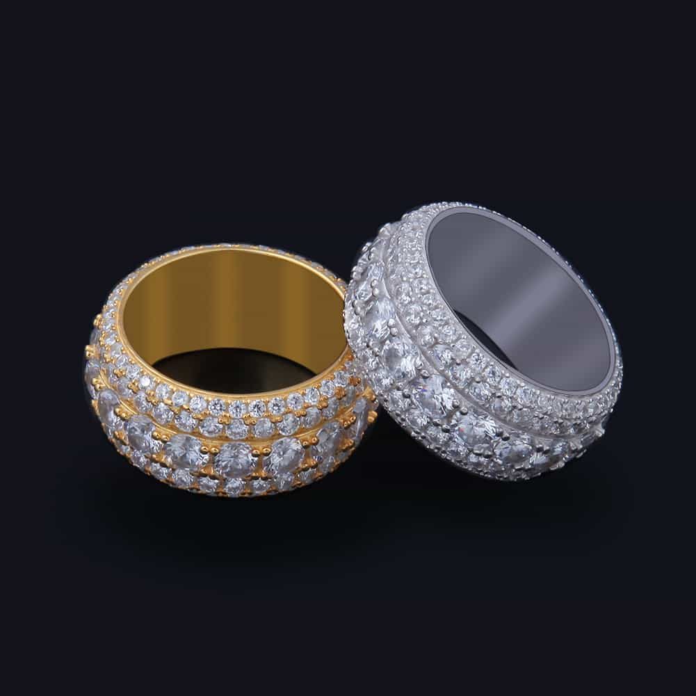 S925 Gold-Plated Micro Pave Full Diamond Ring