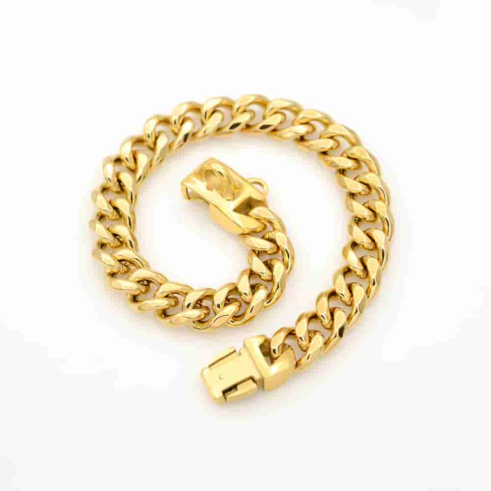 13/15/19mm 18K Gold Cuban Chain Pet Necklace Pet Collar Pet Accessories