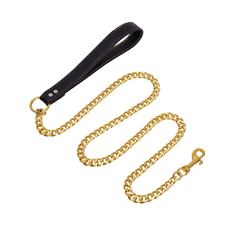 12mm 18K Gold Pet Dog Cuban Leash