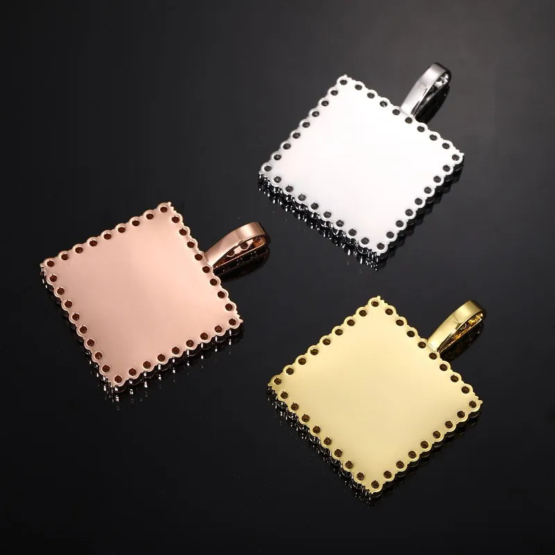 14k Gold Custom Photo Square Pendant - 40mm