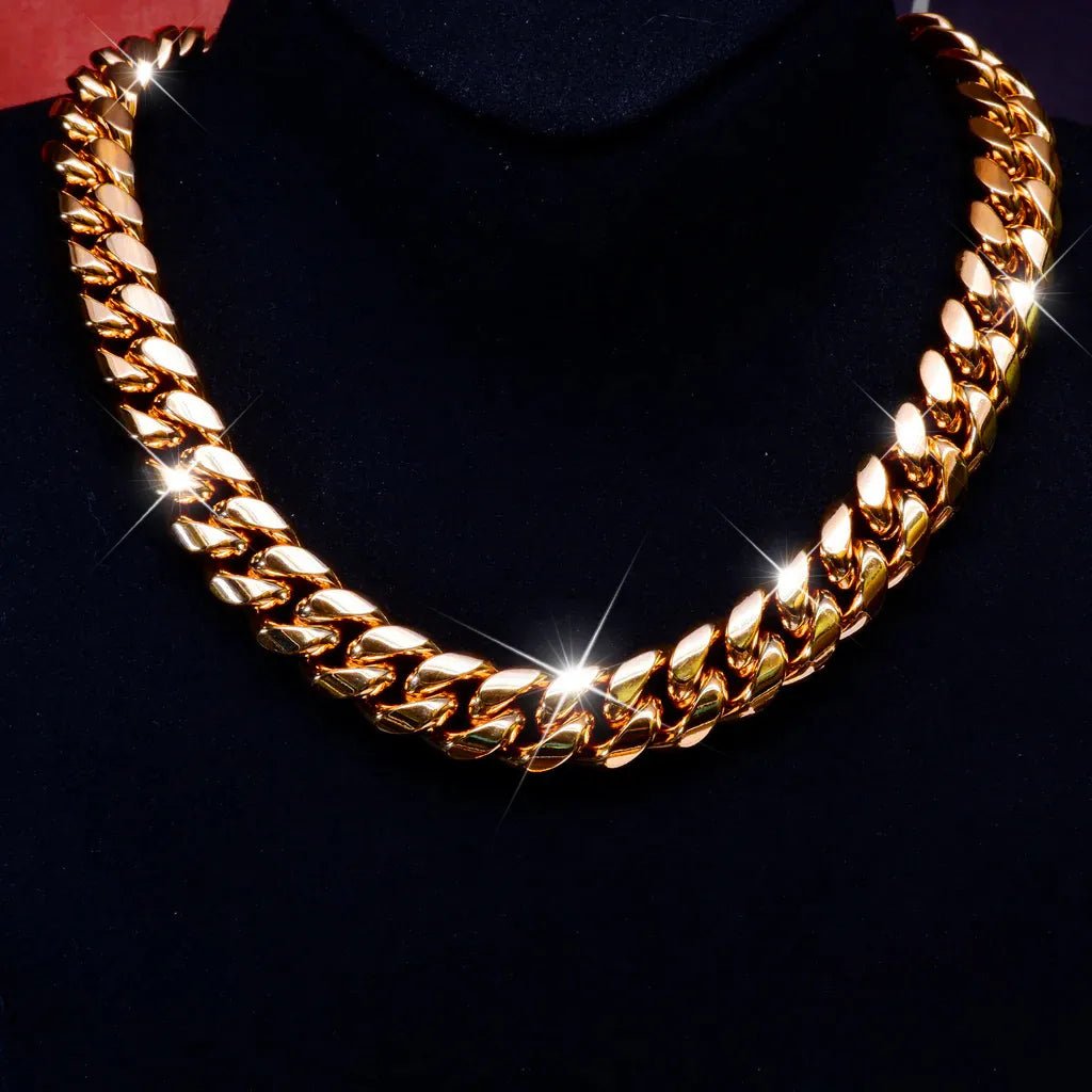 14MM 18K GOLD - PLATED CLASSIC MIAMI CUBAN LINK - TONGSHOP