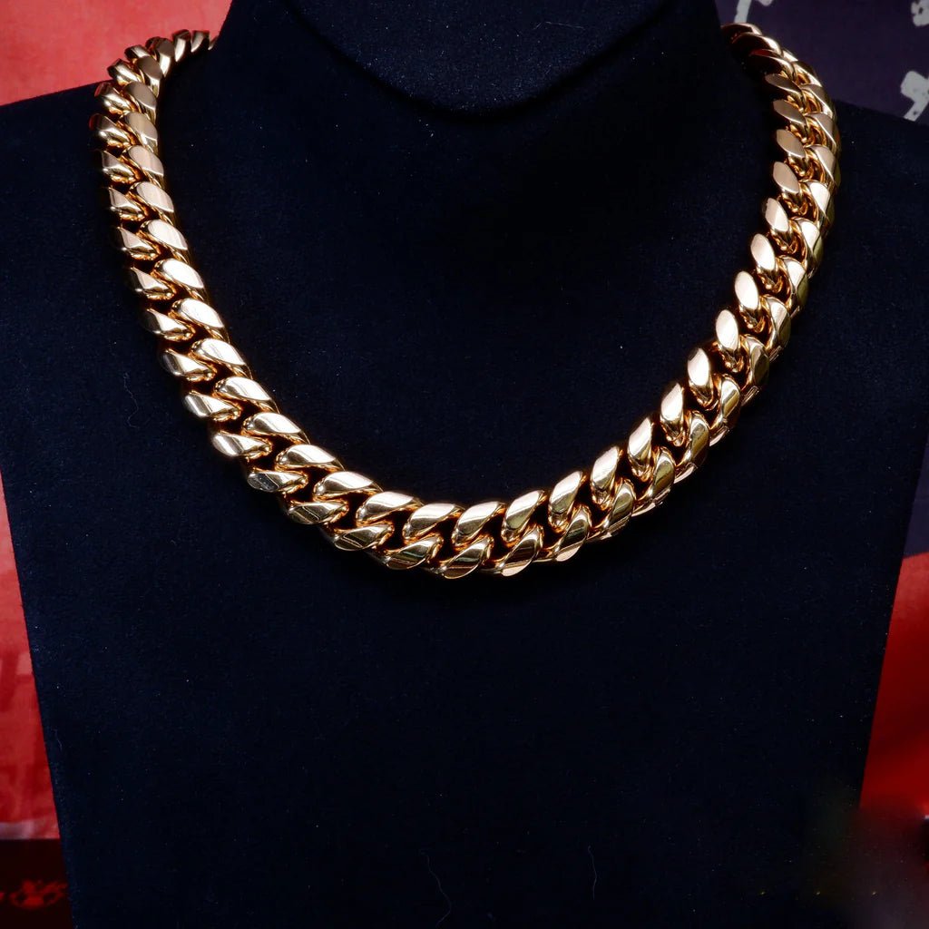 14MM 18K GOLD - PLATED CLASSIC MIAMI CUBAN LINK - TONGSHOP
