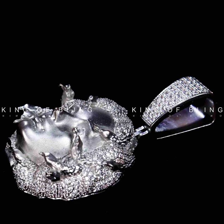 14MM Double Row Drill Queen Tussauds Portrait Diamond Pendant - TONGSHOP