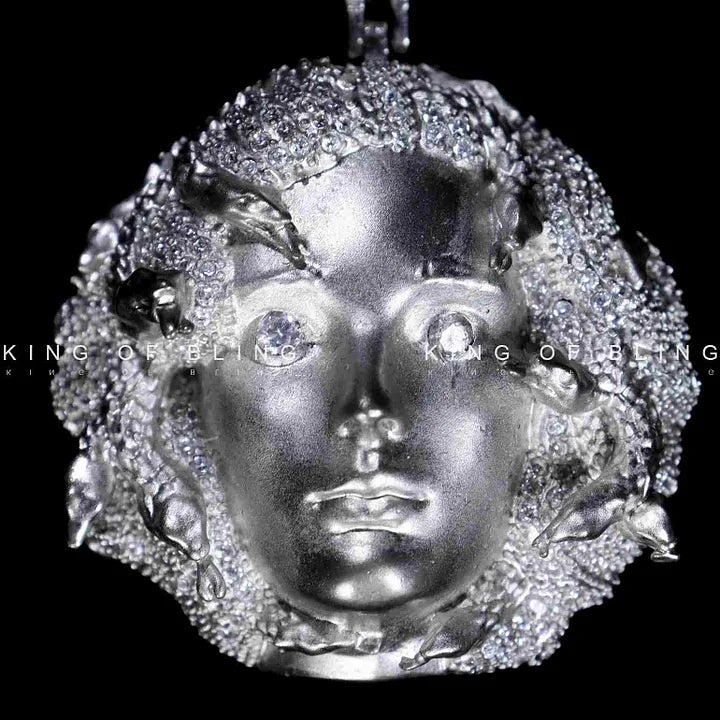 14MM Double Row Drill Queen Tussauds Portrait Diamond Pendant - TONGSHOP