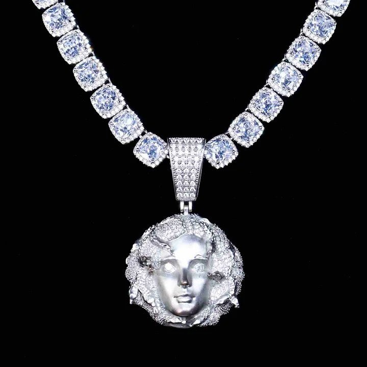 14MM Double Row Drill Queen Tussauds Portrait Diamond Pendant - TONGSHOP