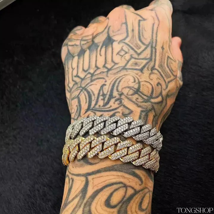14MM Rhombus Cuban Full Diamond Bracelet - TONGSHOP