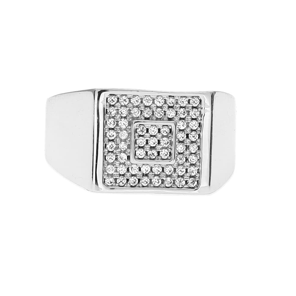 Micro Pave Square Men's Ring in 18K Gold Plating