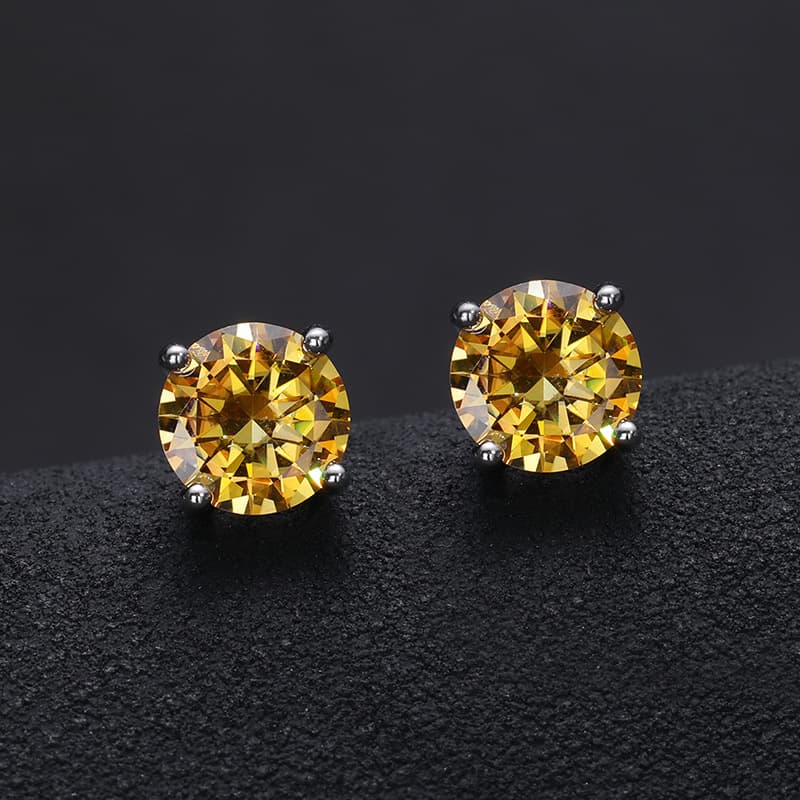 S925 1 Carat Colorful VVS Moissanite Stud Earrings