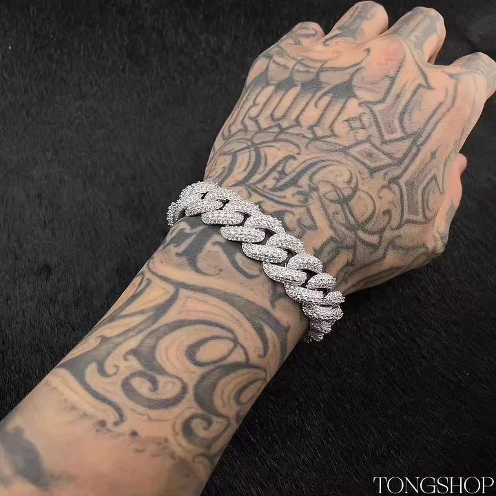 15MM Full Diamond Cuban Chain Bracelet - TONGSHOP