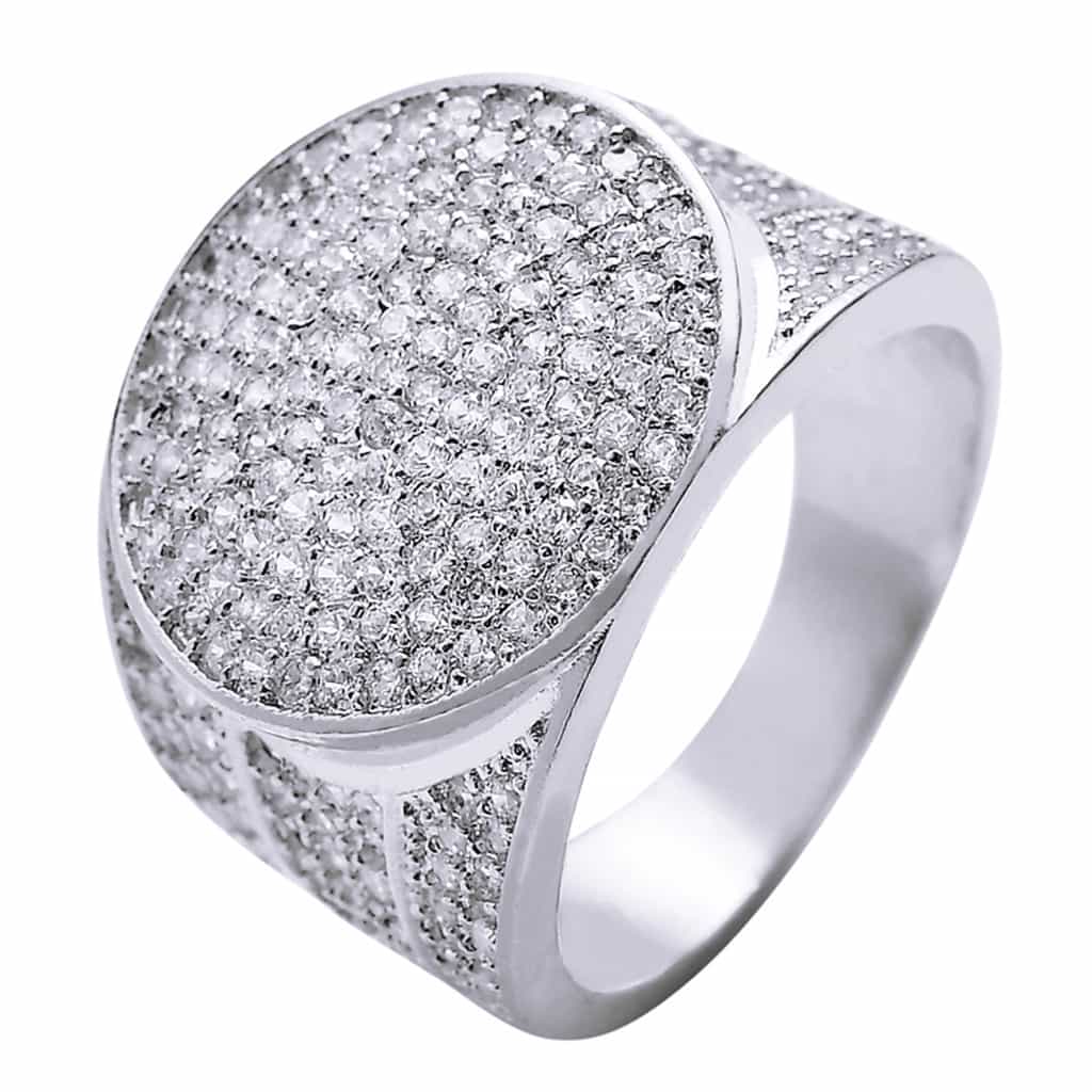 18K Gold Micro Pave Bling Hip - Hop Ring - TONGSHOP