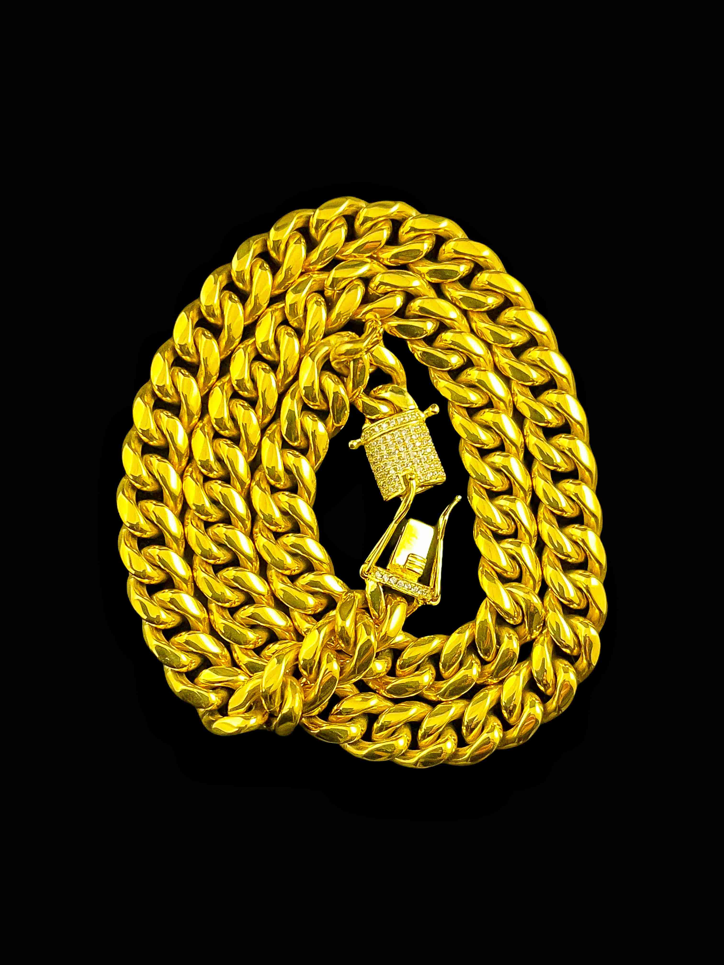 18K Gold Plated Cuban Zirconium Necklace - TONGSHOP