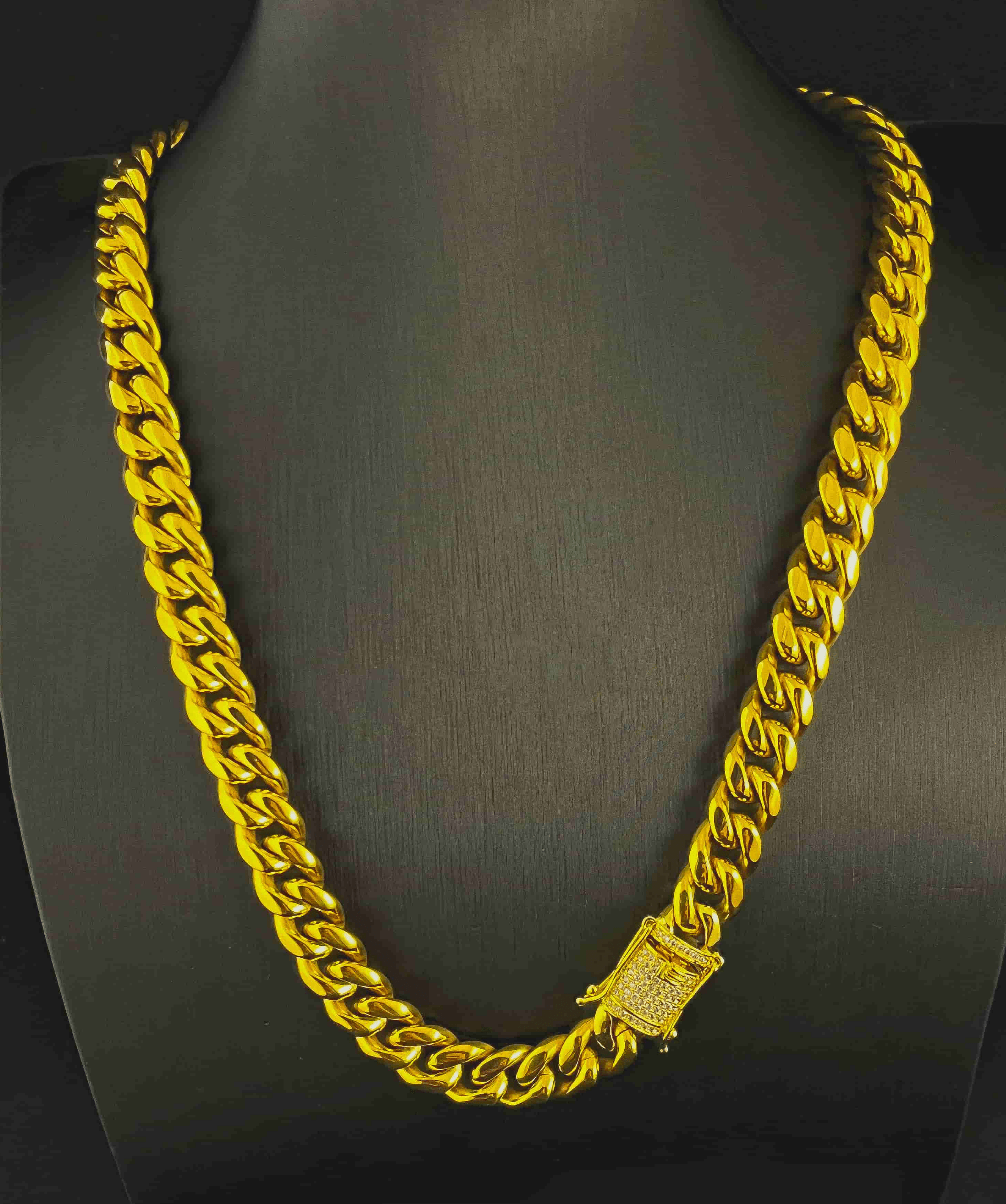 18K Gold Plated Cuban Zirconium Necklace - TONGSHOP