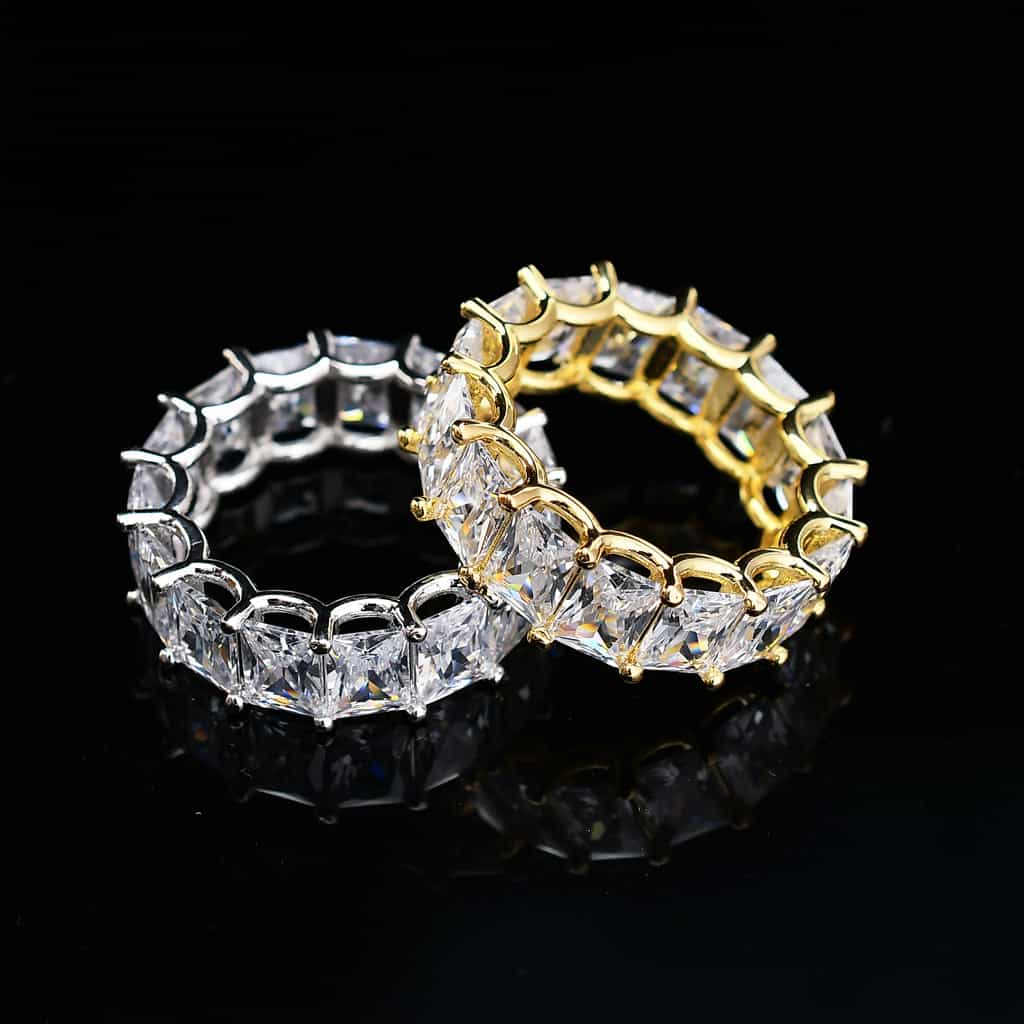 18K Gold Square Cubic Zirconia Hip - Hop Men's Ring - TONGSHOP