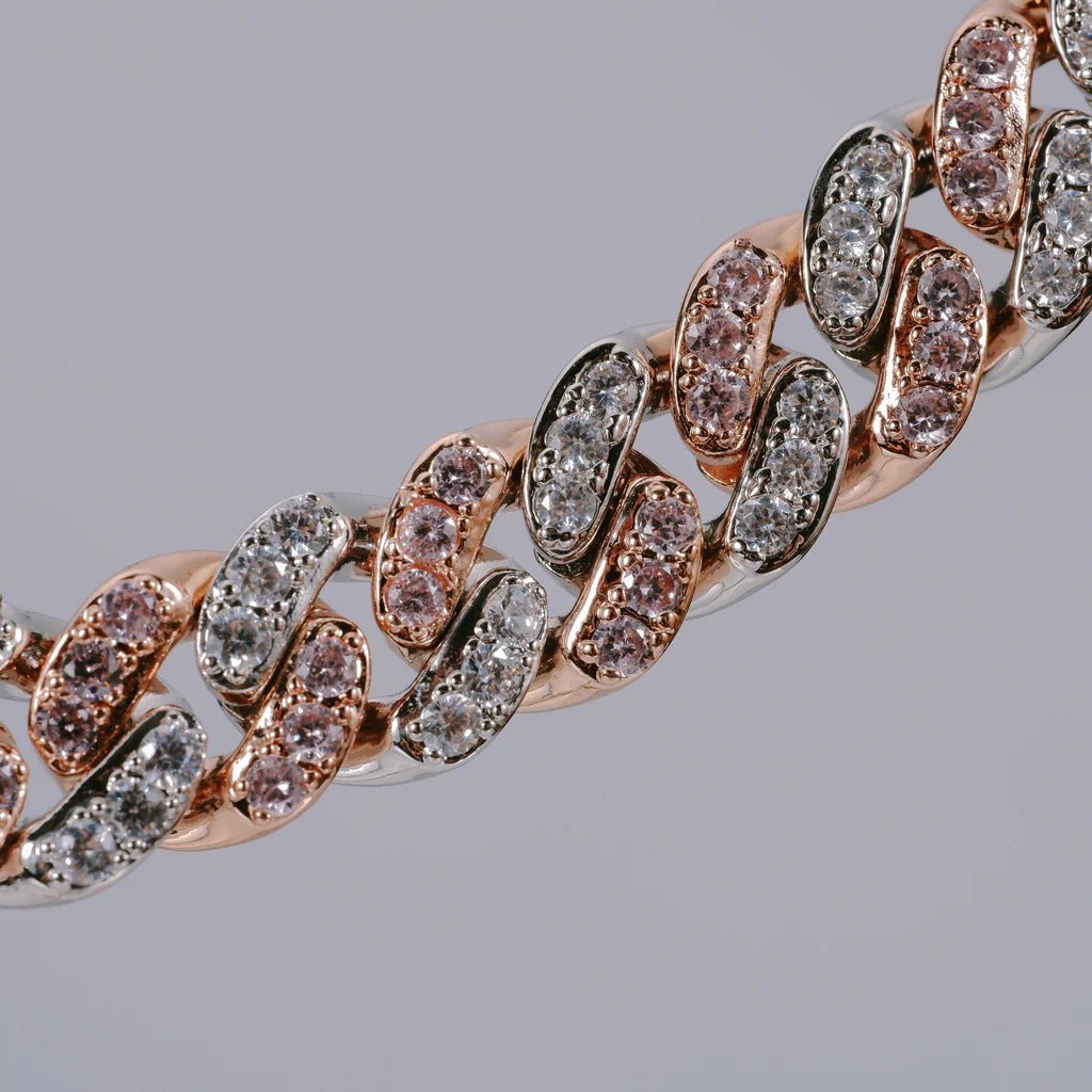 18K Rose Gold Iced Cuban Chain - 13mm - TONGSHOP