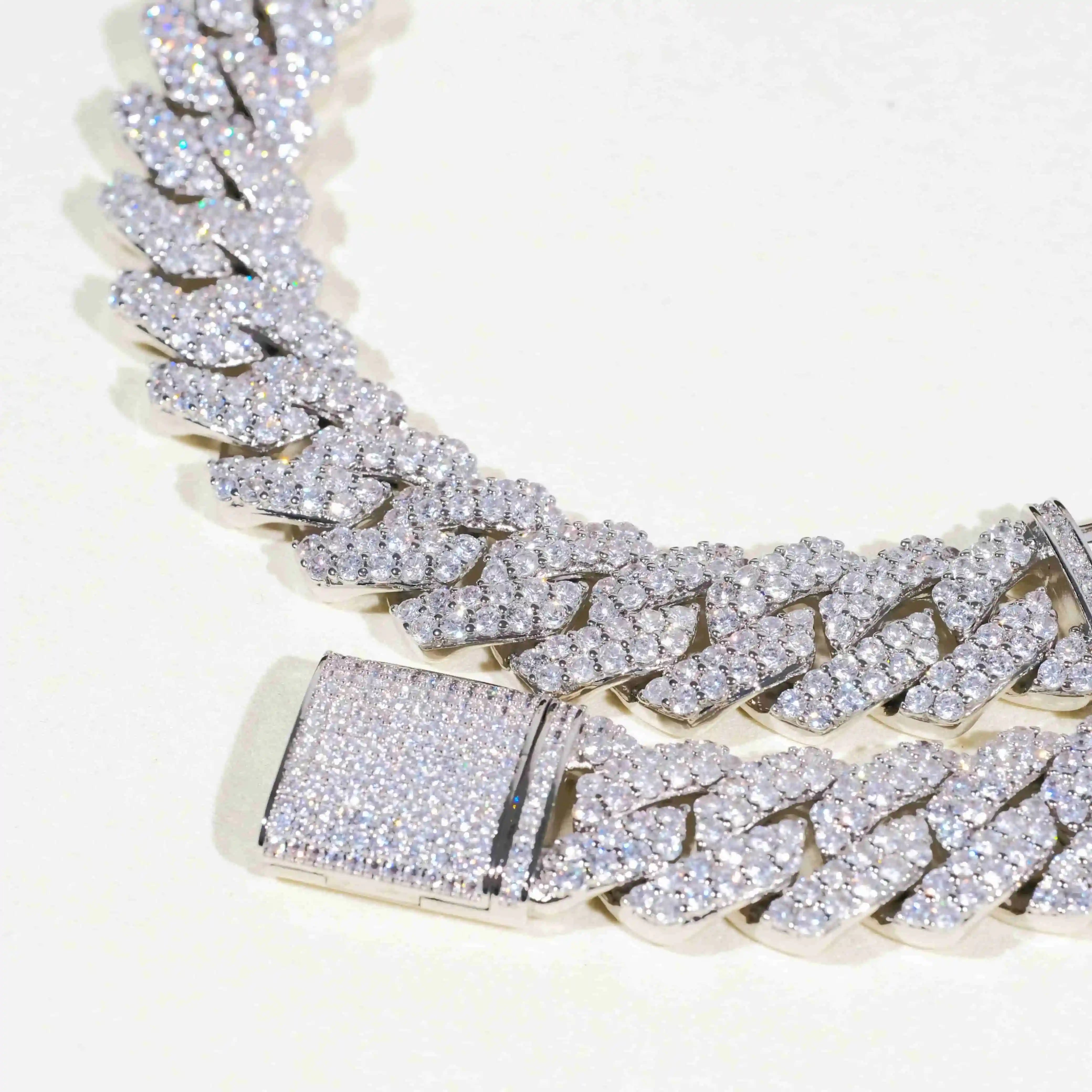 19mm 2 - Row Iced Prong Cuban Chain - TONGSHOP