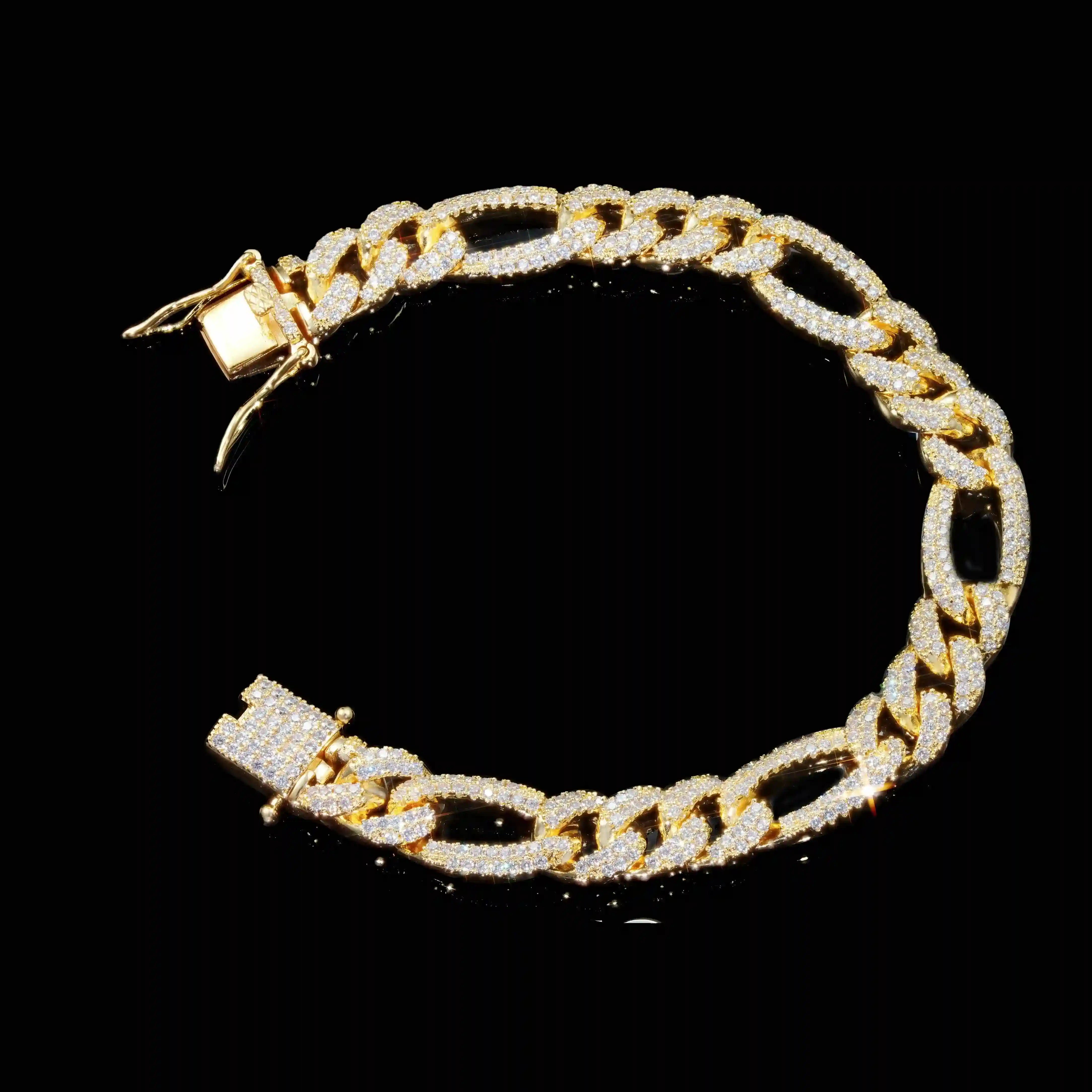 Iced 10mm Gold-Plated Miami Zircon #Iron Lock# Hip Hop Bracelet