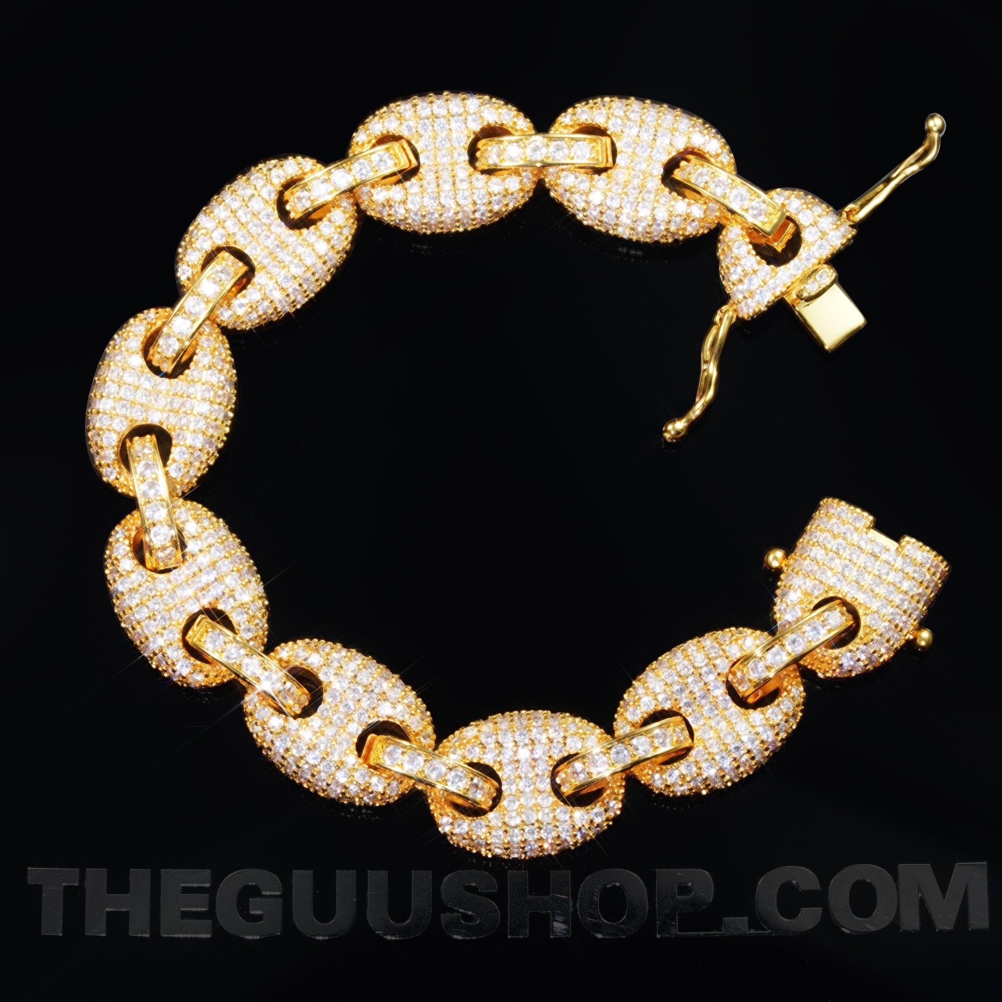 12mm  Iced Gold-Plated CZ  Cuban Link  Bracelet