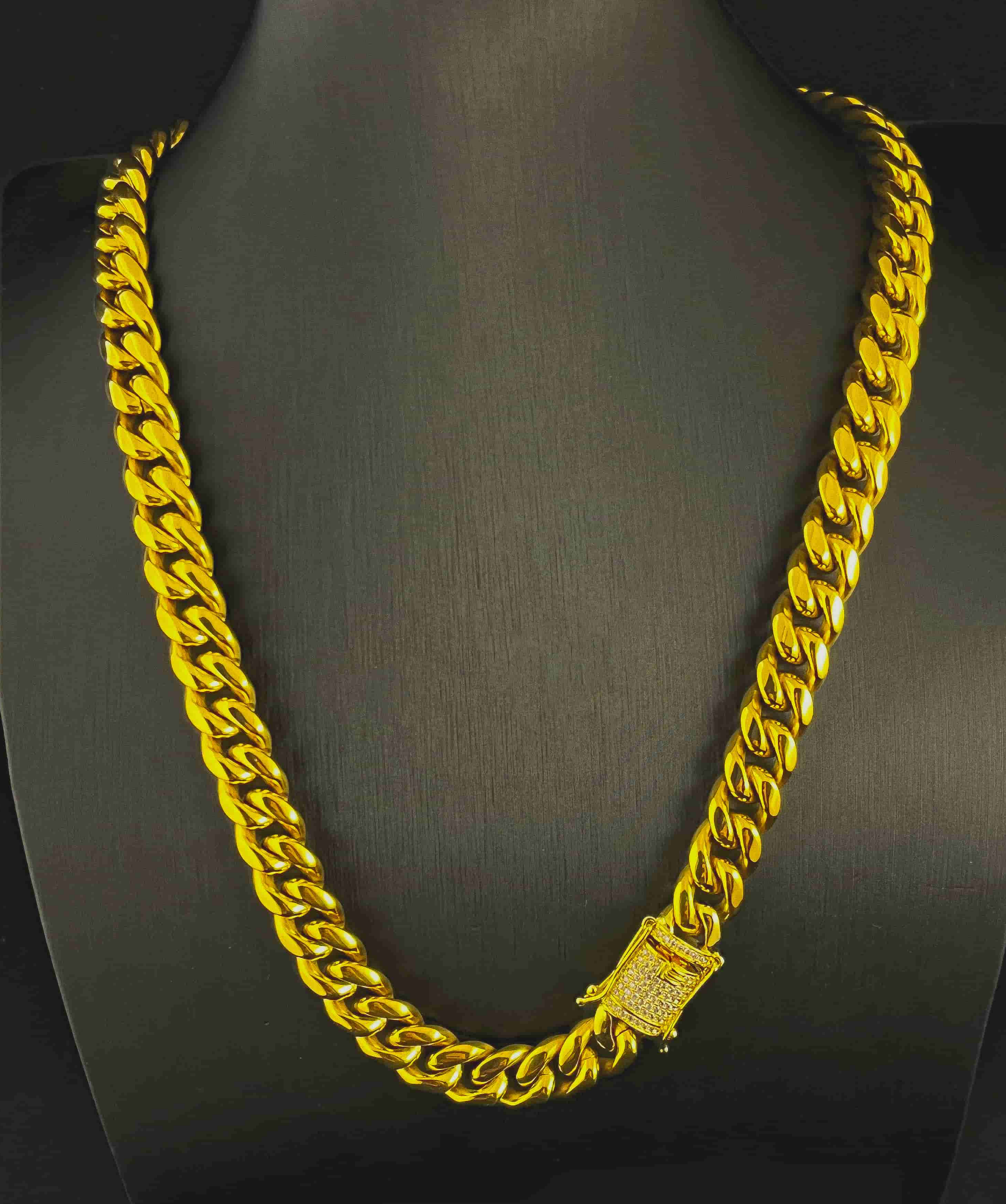 18K Gold Plated Cuban Zirconium Necklace