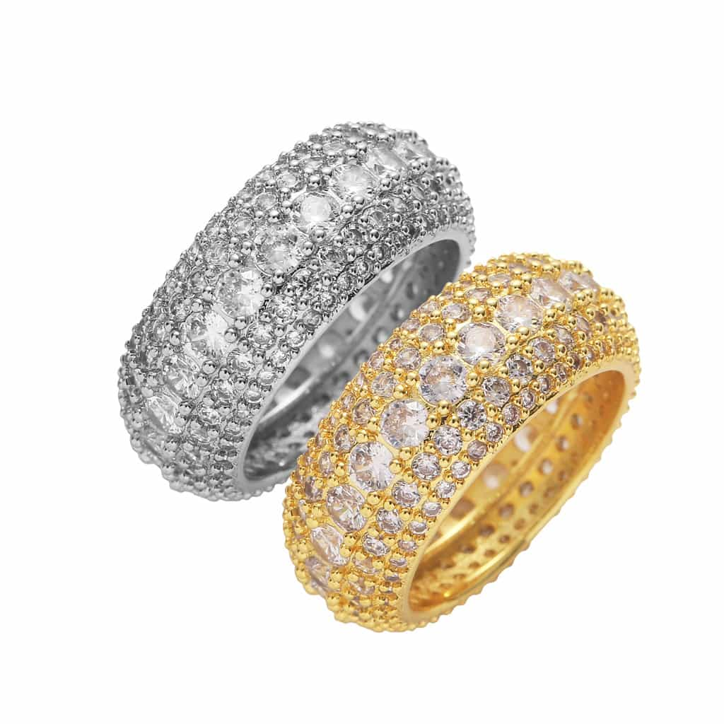 18K Gold Micro Pave Five-Row Full Diamond Ring