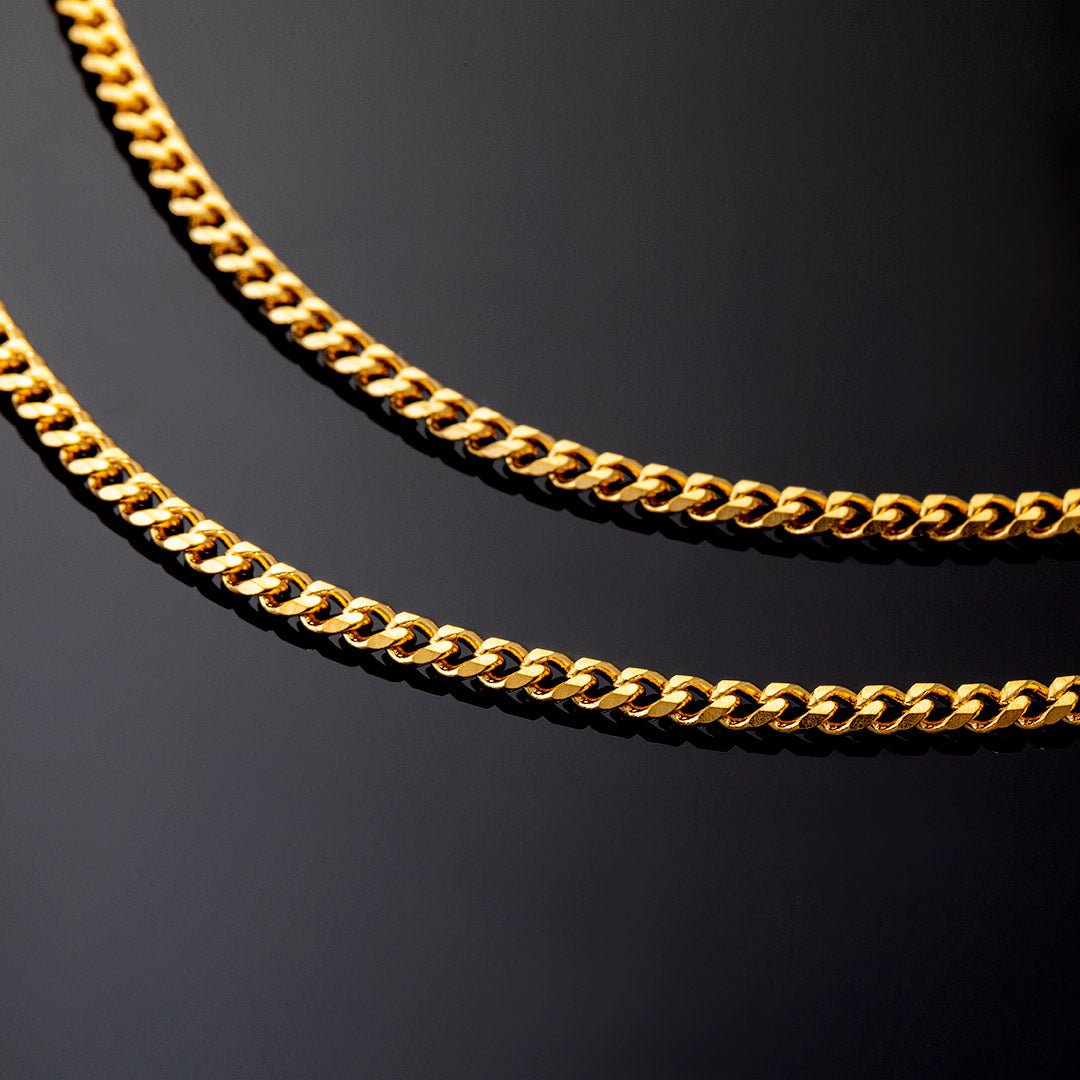 2.5mm Diamond - Cut Stainless Steel Cuban Chain in Gold - TONGSHOP