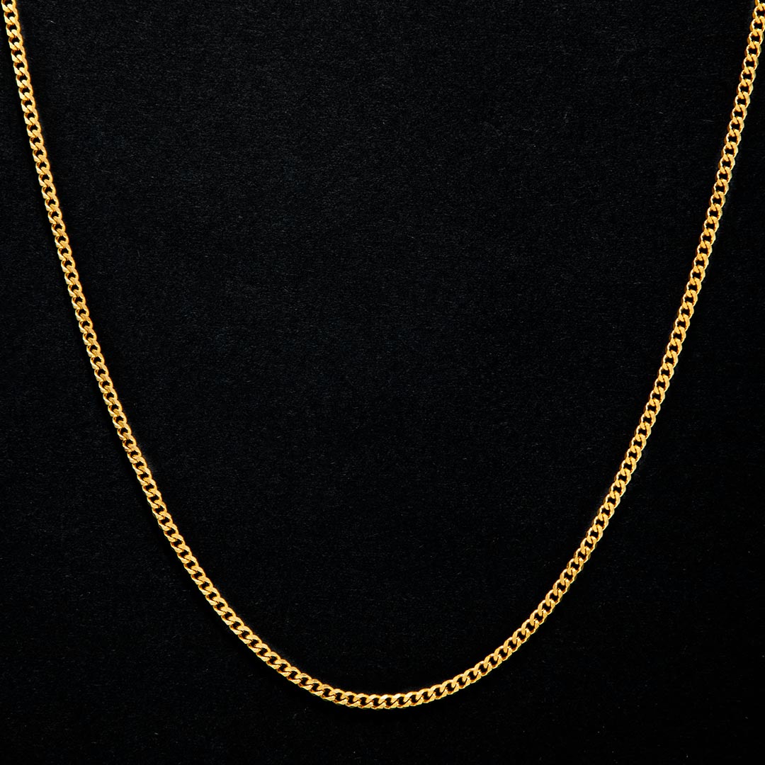 2.5mm Diamond - Cut Stainless Steel Cuban Chain in Gold - TONGSHOP