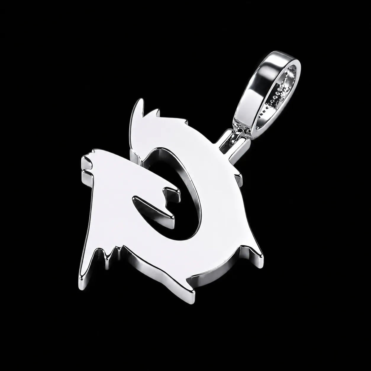 26 Ice - Spike Letter Pendant in White Gold - 45mm - TONGSHOP / Color:Yellow Gold / Length:16