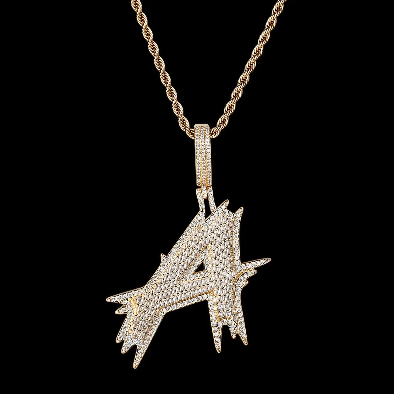 26 Ice - Spike Letter Pendant in Yellow Gold - 45mm - TONGSHOP / Color:Yellow Gold / Length:16