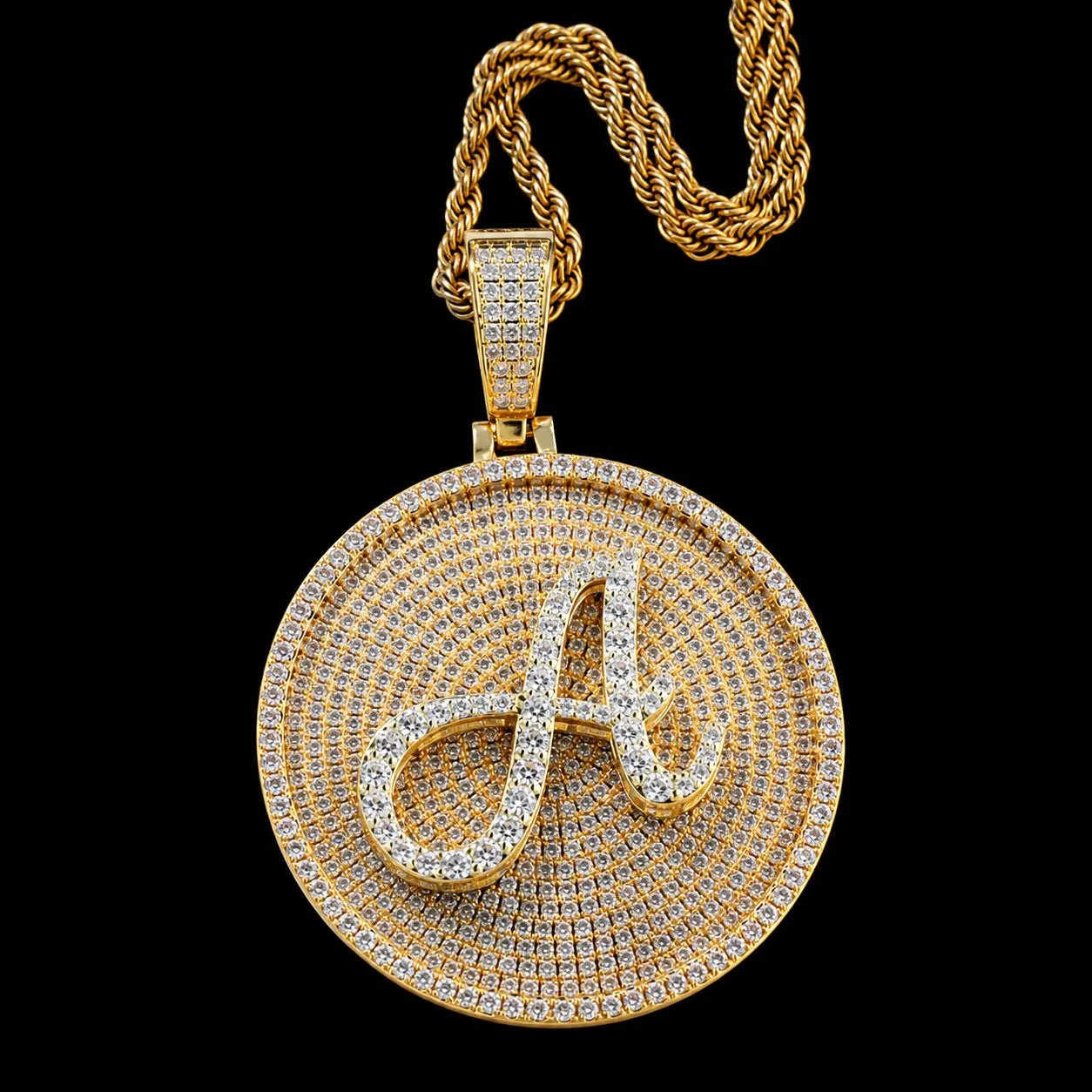26 - Letter Iced - Out Pendant - 50mm - TONGSHOP / Length:16 / Length:18