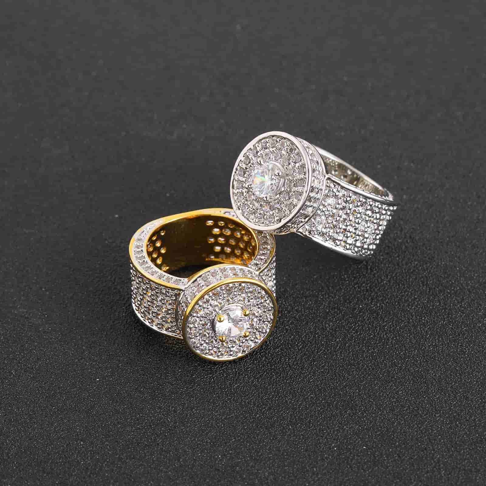 Micro Pave Classic Large Diamond 18K Gold Ring