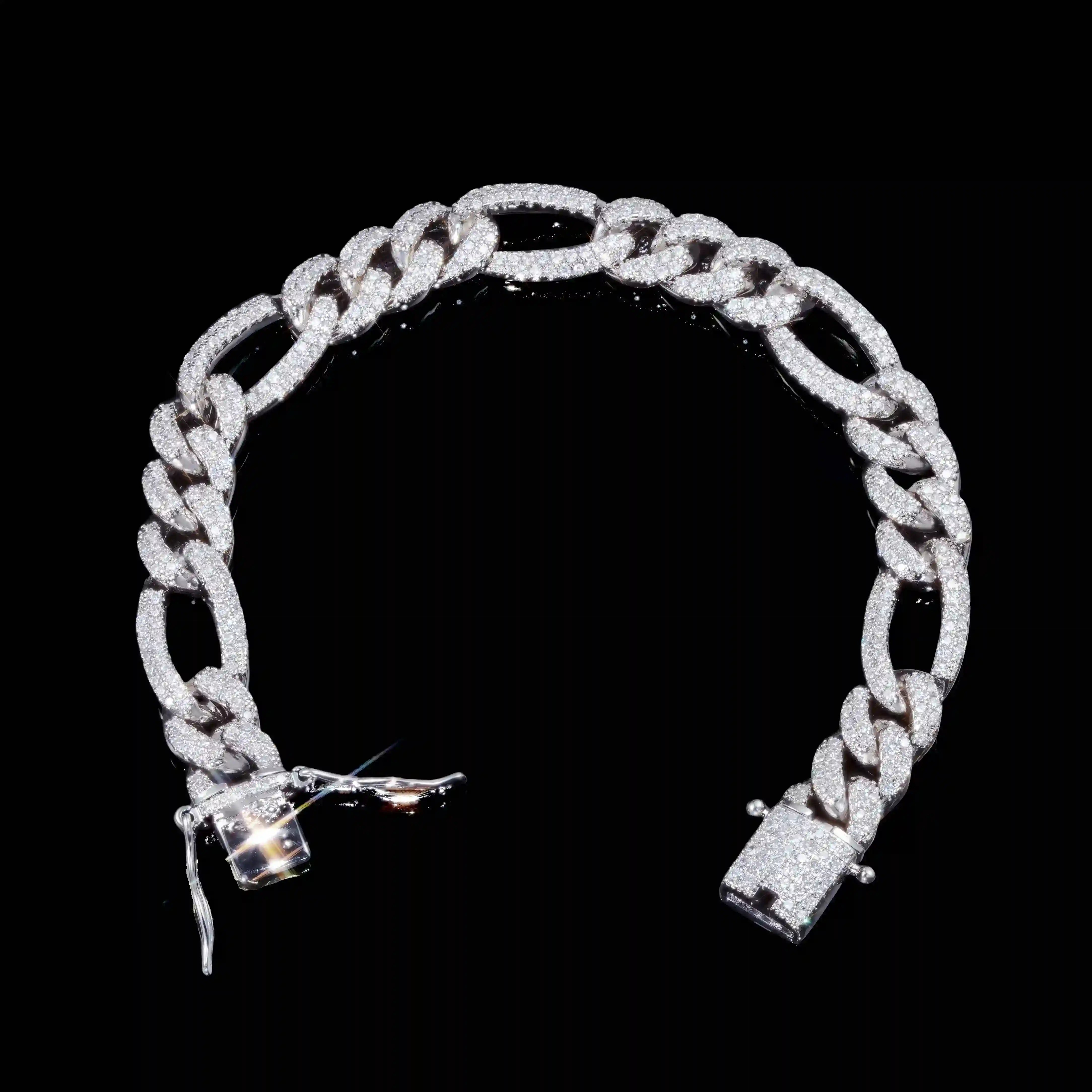 Iced 10mm Gold-Plated Miami Zircon #Iron Lock# Hip Hop Bracelet