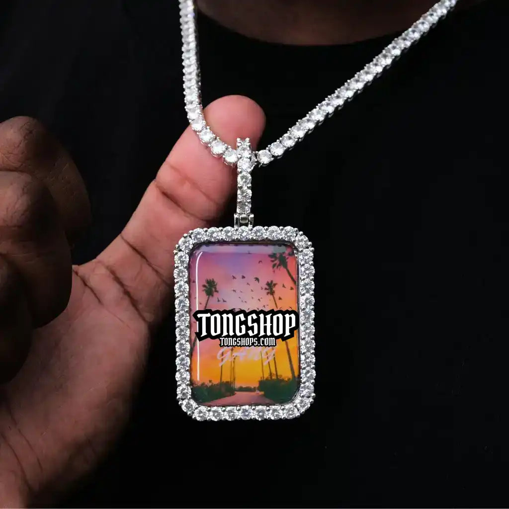 3D Custom Picture Rectangular Ice Pendant With Engraving