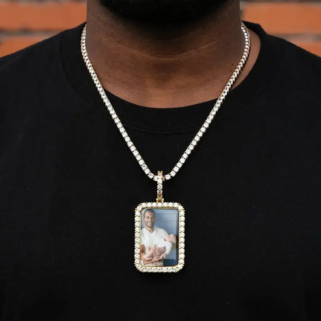 3D Custom Picture Rectangular Ice Pendant With Engraving