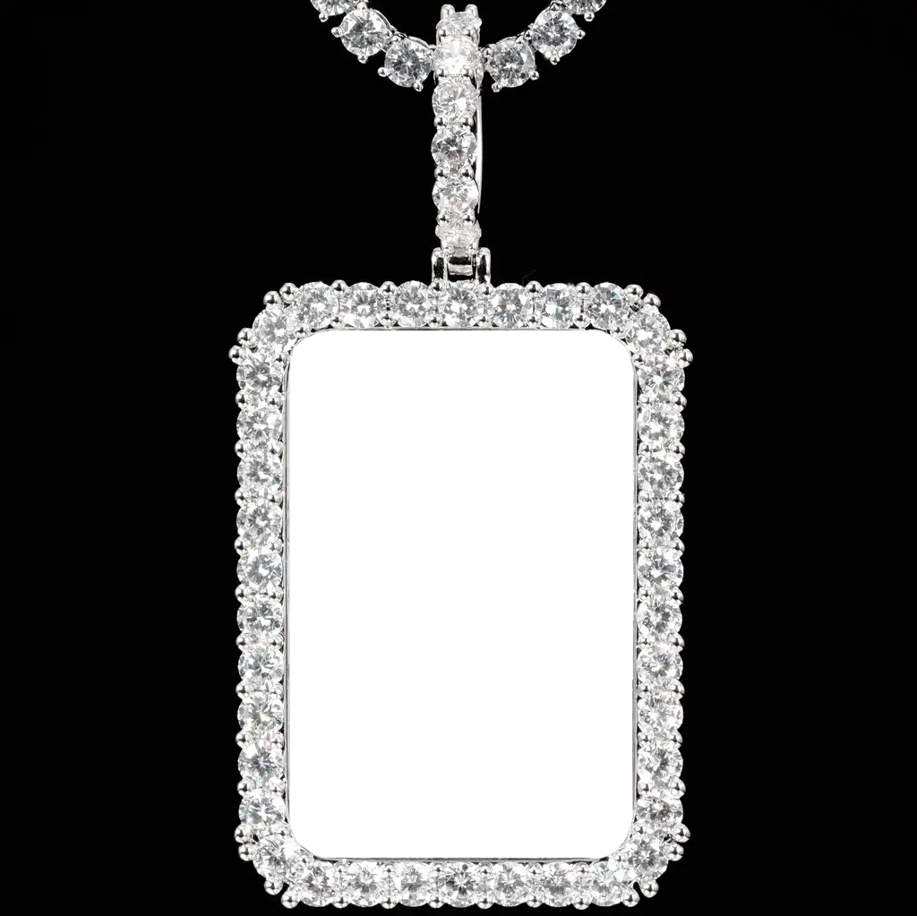 3D Custom Picture Rectangular Ice Pendant With Engraving