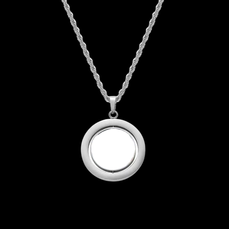 3D Customized Double Sided Photo Stainless Steel Round Pendant - 33mm