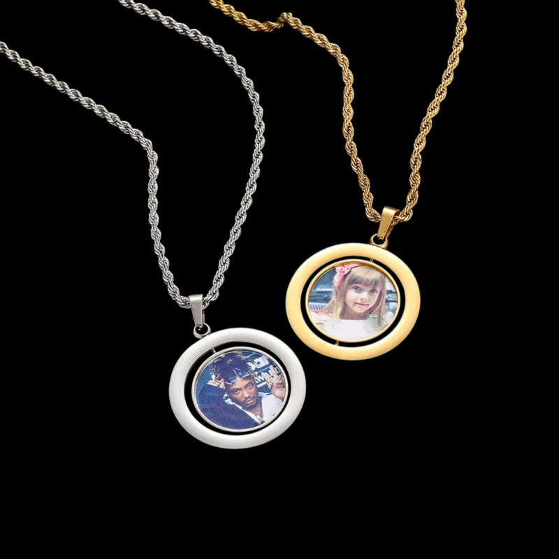 3D Customized Double Sided Photo Stainless Steel Round Pendant - 33mm