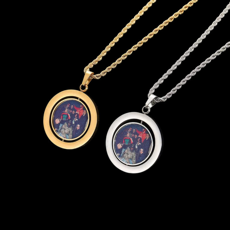3D Customized Double Sided Photo Stainless Steel Round Pendant - 33mm
