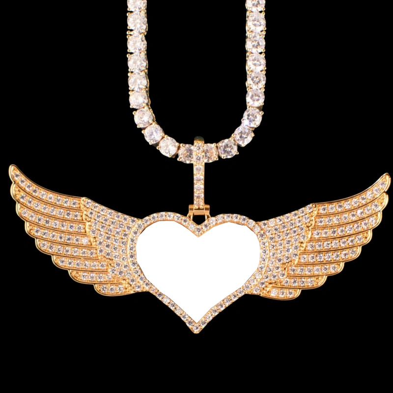 3D Customized Photo Love Wings Pendant - 82mm