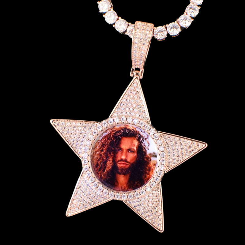 3D Customized Photo Pentagram Pendant - 50mm