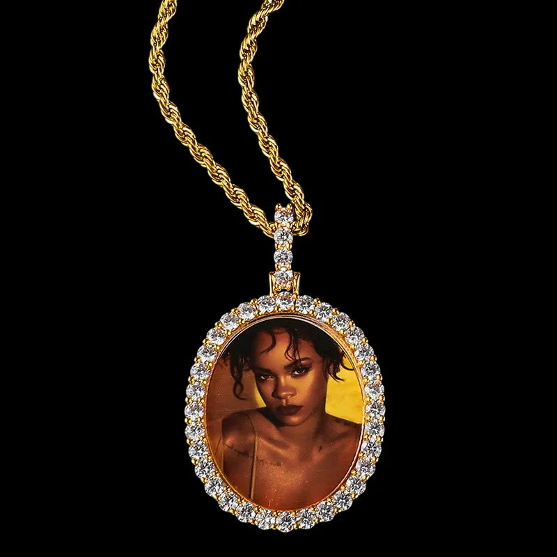 3D New Custom Photo Oval Pendant - 32mm