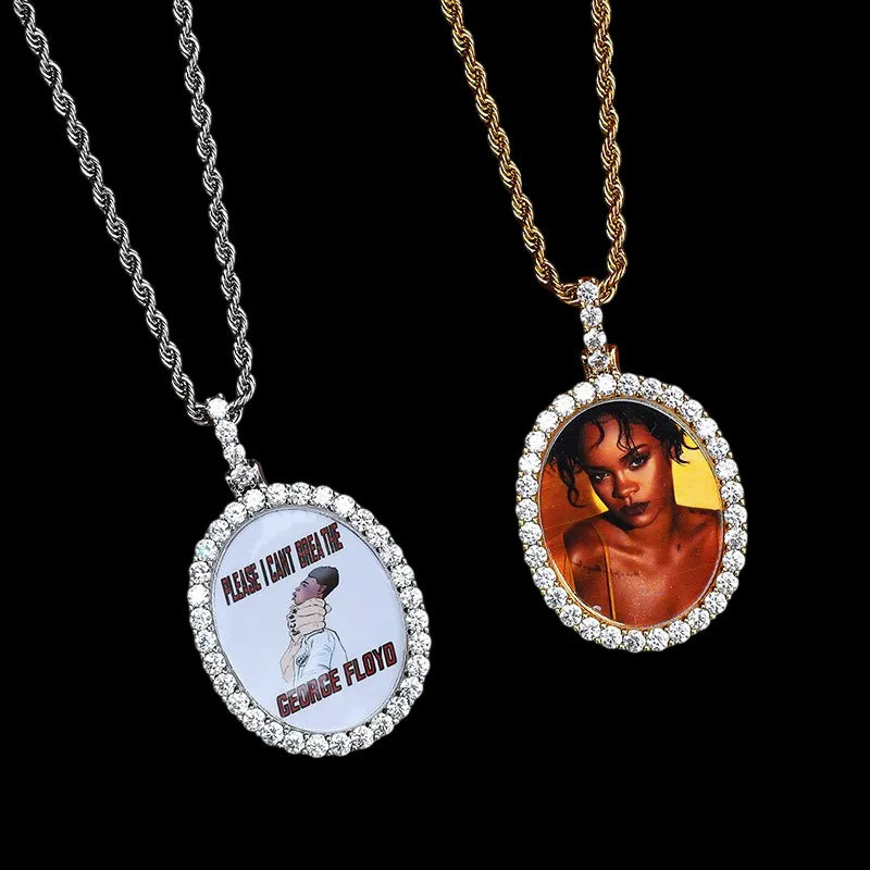 3D New Custom Photo Oval Pendant - 32mm