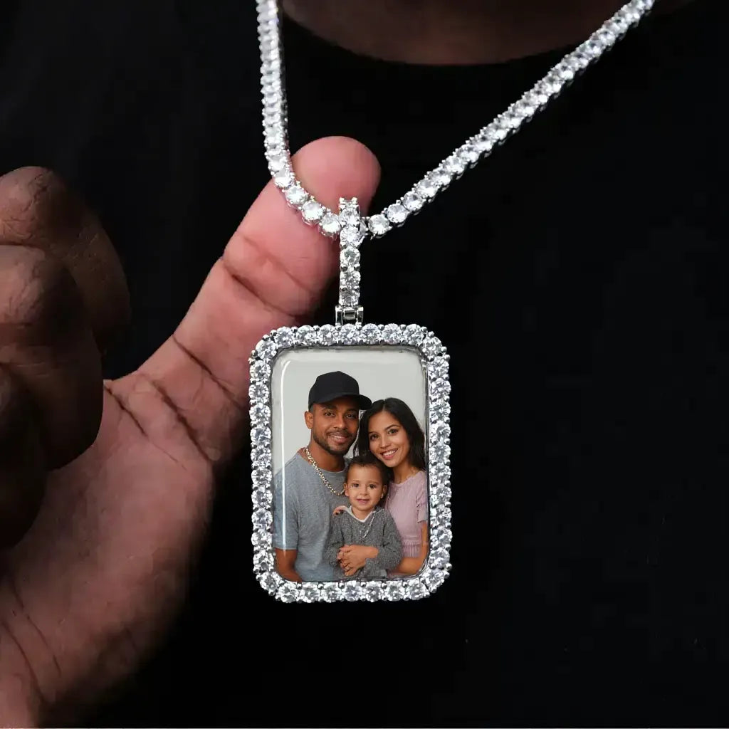 3D Custom Picture Rectangular Ice Pendant With Engraving