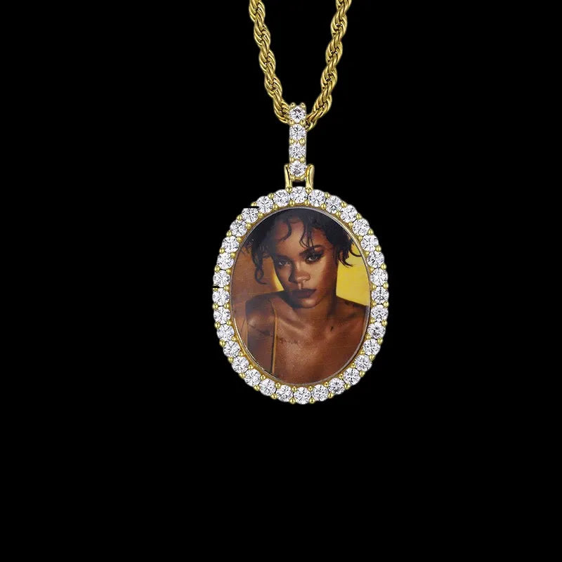 3D New Custom Photo Oval Pendant - 32mm