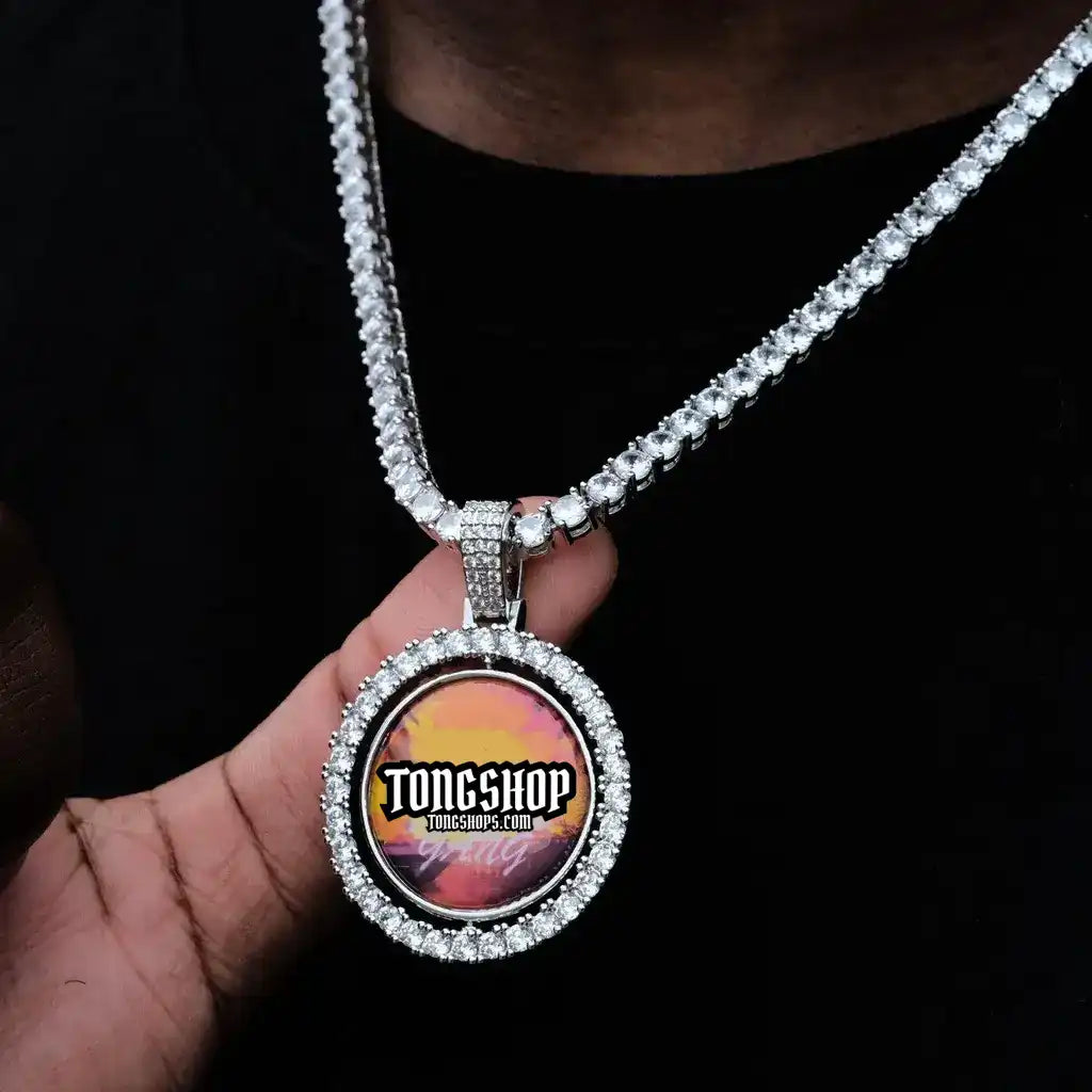 3D SPINNING 2-FACED CUSTOM PICTURE ROUND  PENDANT - 42mm