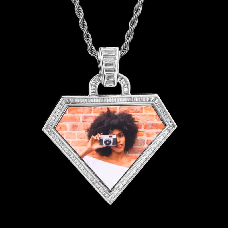 3D Diamond - Shaped Photo Pendant - 50mm - TONGSHOP / Length:16 / Length:18