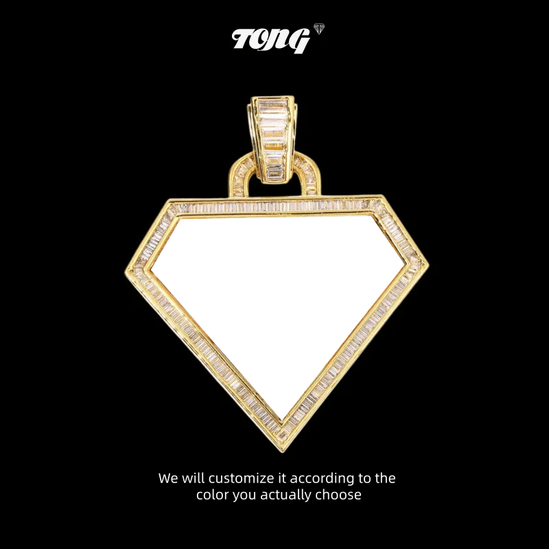 3D Diamond - Shaped Photo Pendant - 50mm - TONGSHOP / Length:16 / Length:18
