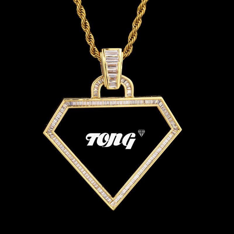 3D Diamond - Shaped Photo Pendant - 50mm - TONGSHOP / Length:16 / Length:18